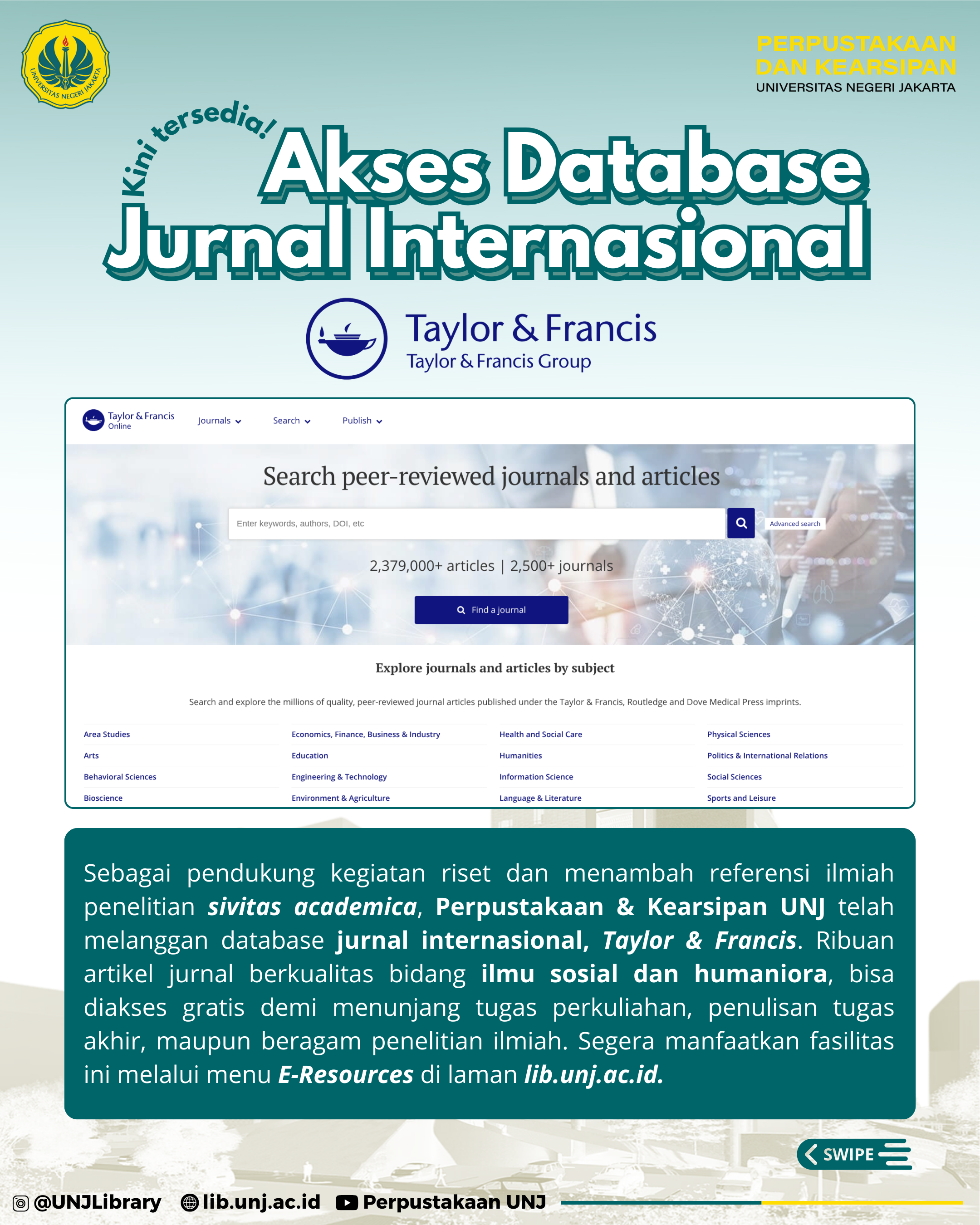 Akses Jurnal Internasional Taylor & Francis kini tersedia!!!